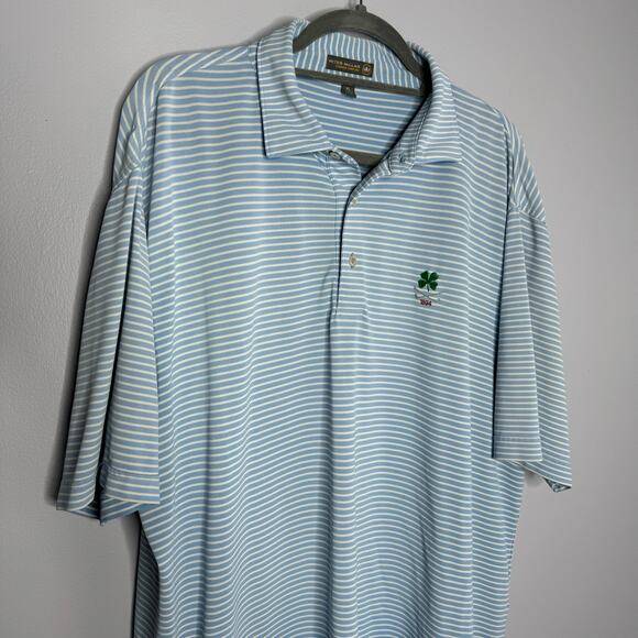 Peter Millar Men's Cottage Blue Donald Stripe Stretch Mesh Polo Shirt Golf Sz XL - Picture 2 of 8